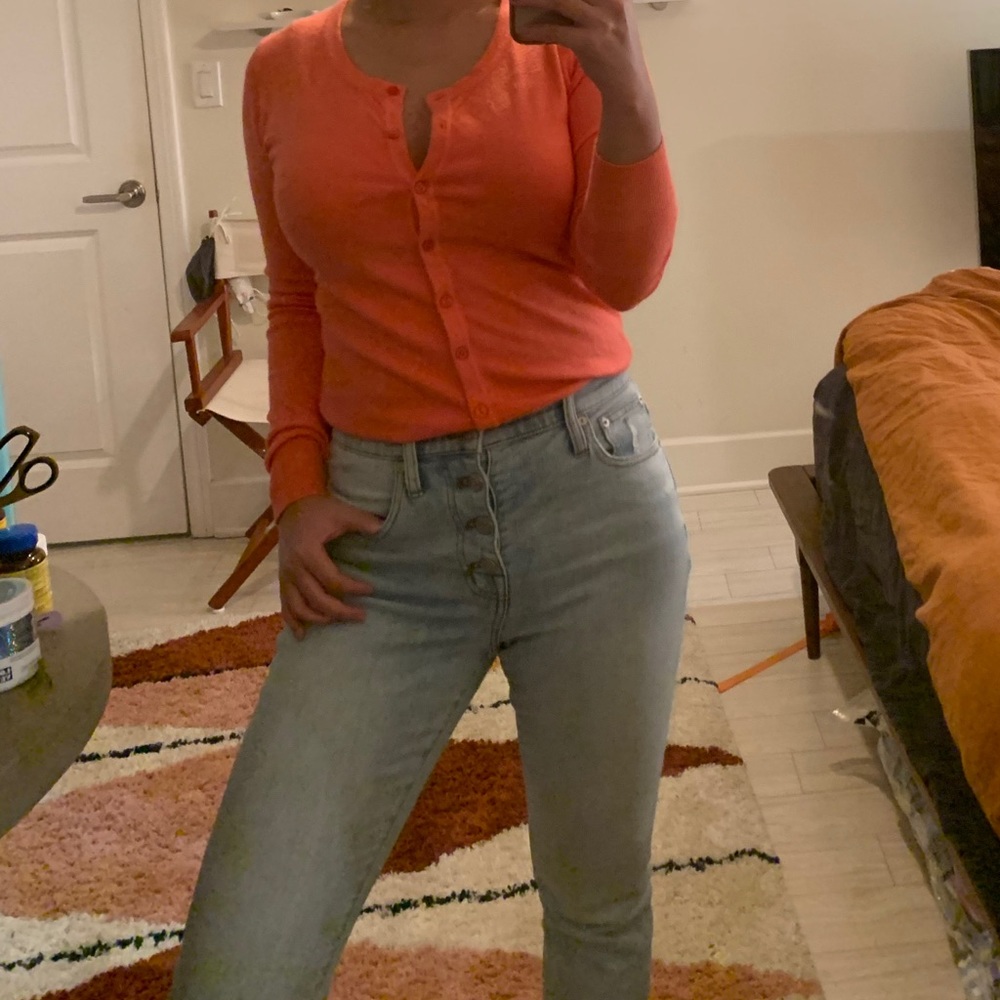 Pink Crewneck button down cardigan